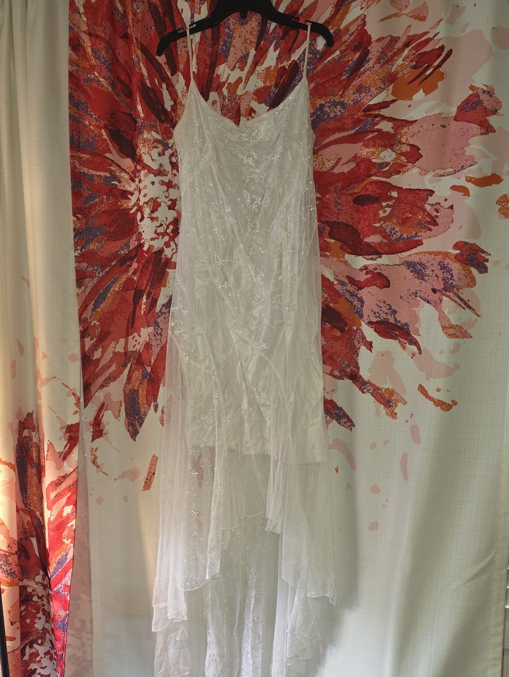 +Masquerade White Beaded Sheer Slip Dress